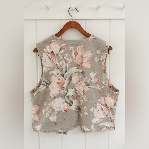 Orvis Vintage Floral Button Vest Canvas Cottagecore Layering Fall Women Medium - Picture 14 of 14